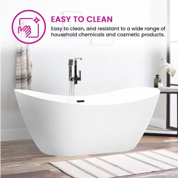 71 in. Acrylic Flatbottom Freestanding Bathtub in White/Matte Black